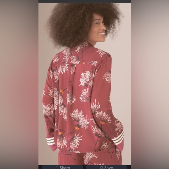 Anthropologie Oversized Button Front Pajama Shirt Mulberry Womens Size XL - Picture 2 of 15